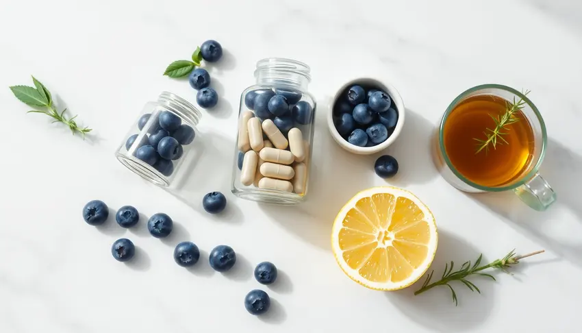 Longevity supplements with berries, lemon and green tea