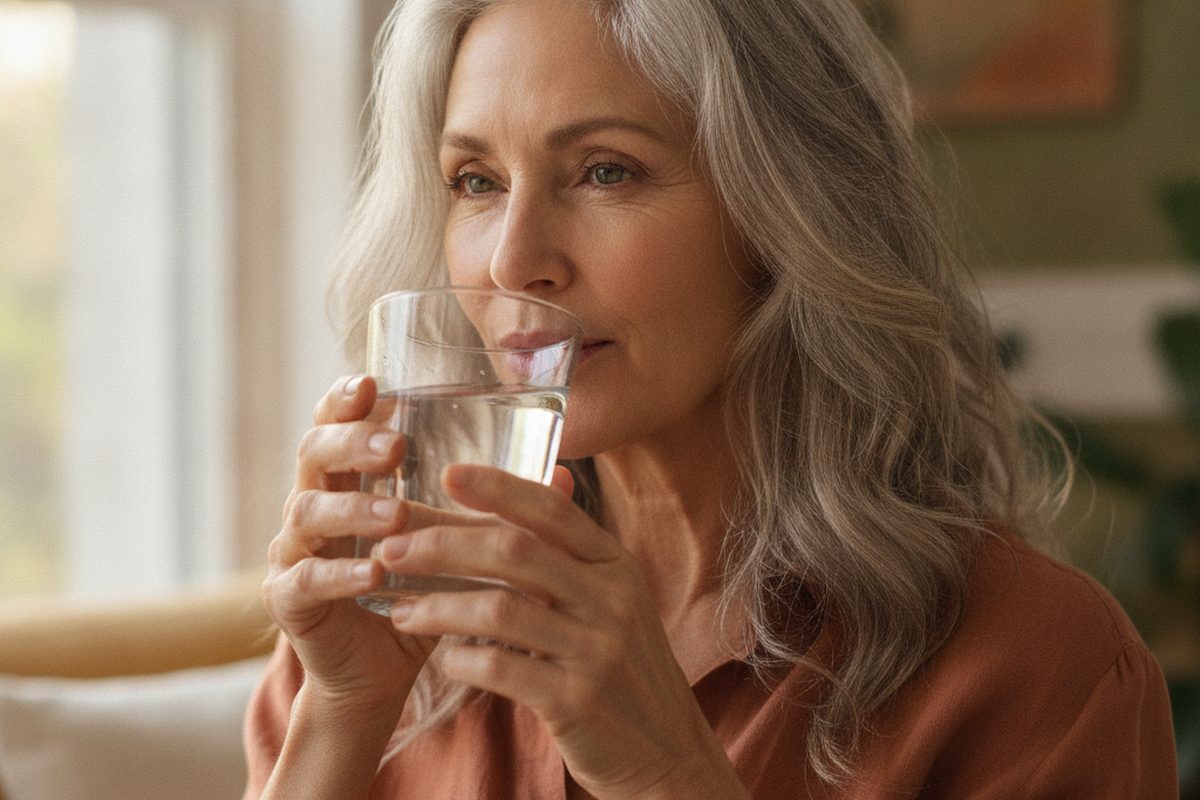 Vital healthy woman in her sixties in natural light, illustrating biological age reversal