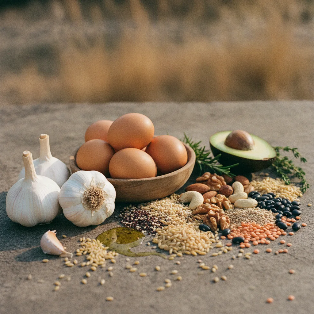 Garlic, eggs and protein-rich whole foods, natural glutathione precursors