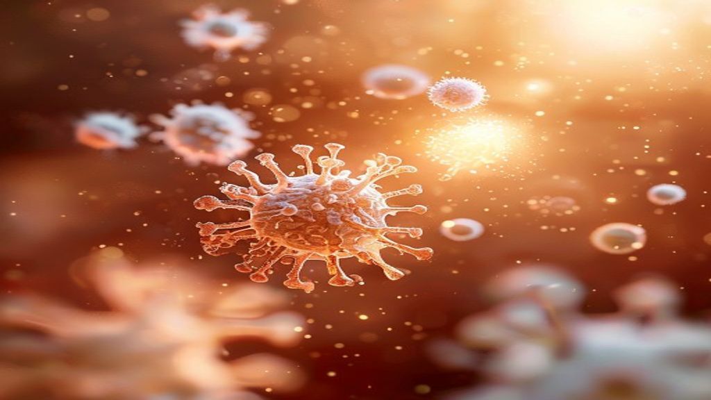 Macro view of human immune cells illustrating immune system aging
